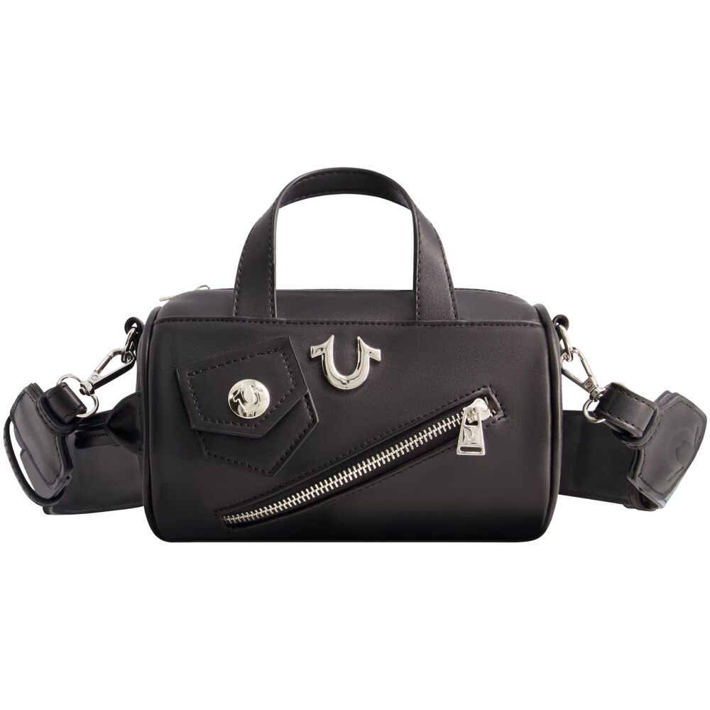 8794 Crossbody Bag, Mini Duffel Purse Handbag with Shoulder Strap, Black